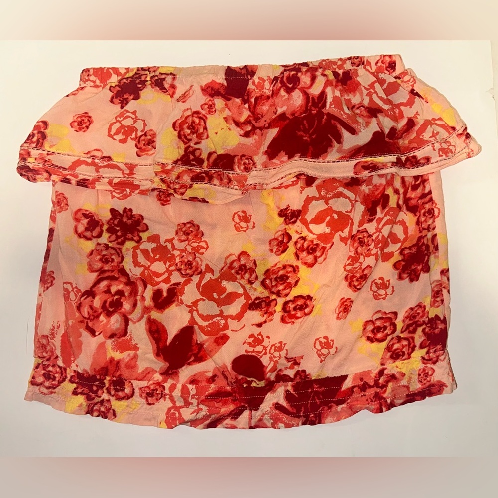 Kirra Women’s Pink Floral Sleeveless Crop Top Size Medium Layered Roses Linen